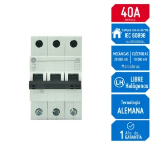 Llave Térmica Riel DIN DMS 3x40A 6KA 691003 G.Electrc